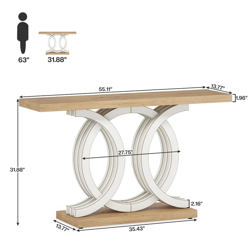 Consoletafel voor de bank in boerderijstijl, haltafel van 55 inch voor entree, gang en hal