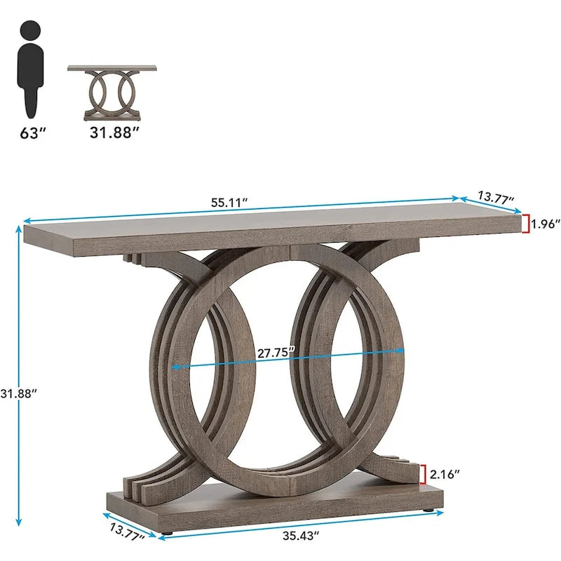 Consoletafel voor de bank in boerderijstijl, haltafel van 55 inch voor entree, gang en hal