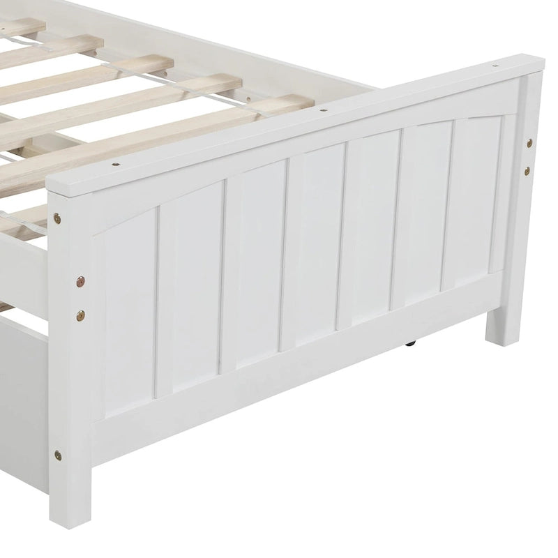 Twin Size Wooden Platform Bed with Trundle