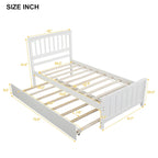 Twin Size Wooden Platform Bed with Trundle