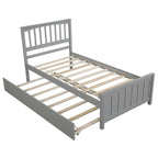 Twin Size Wooden Platform Bed with Trundle