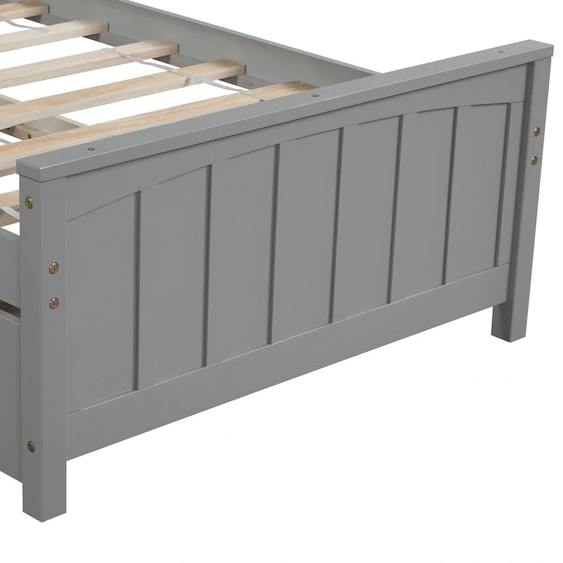 Twin Size Wooden Platform Bed with Trundle