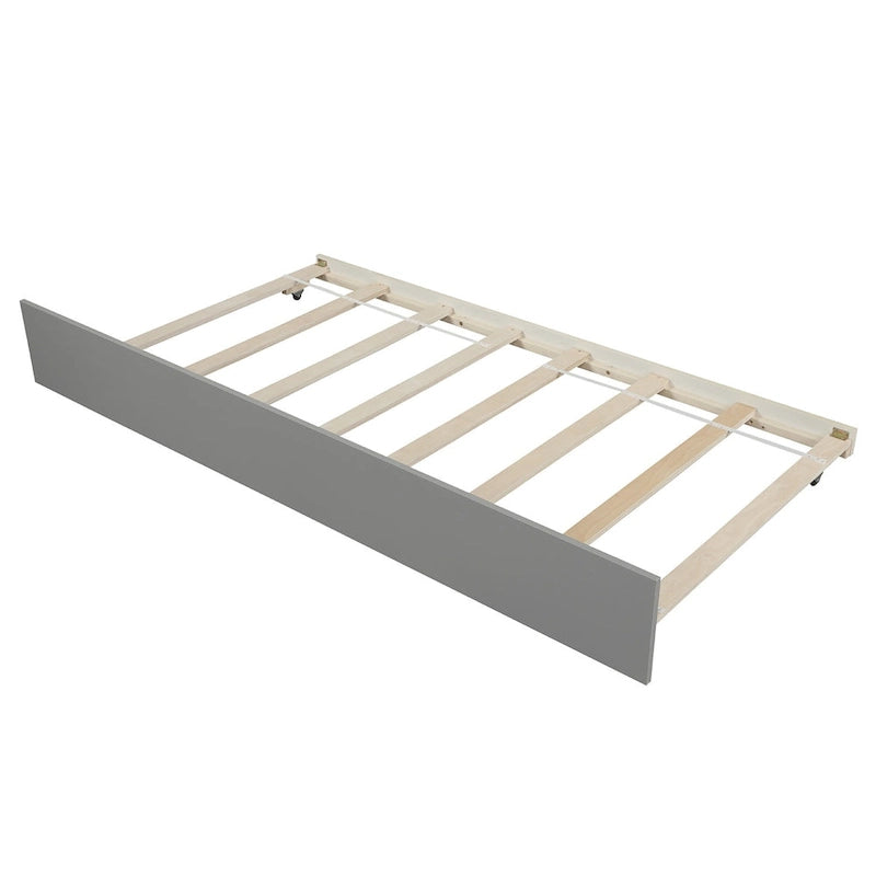Twin Size Wooden Platform Bed with Trundle