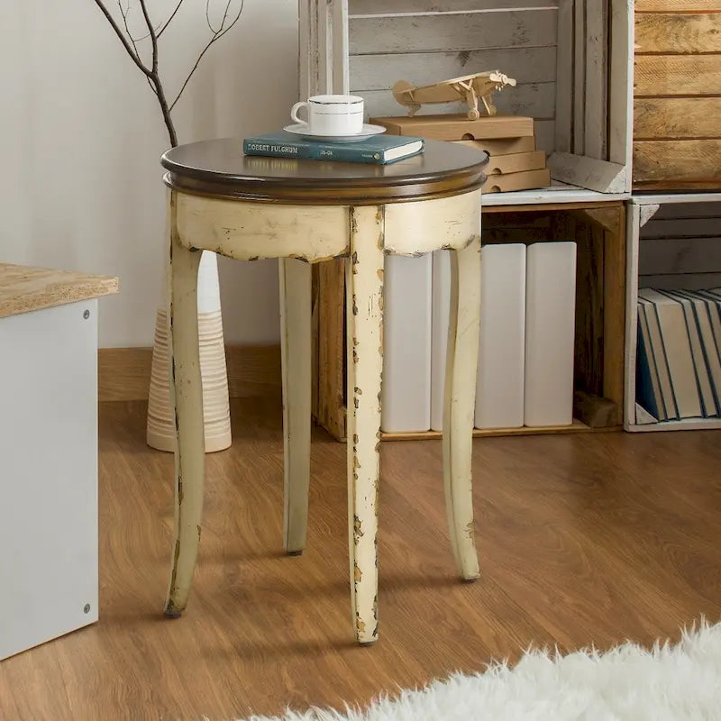 Transitional 18 Inch Round Side Table