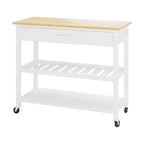 Kitchen Island Cart on Wheels with Worktop and Open Shelves