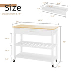 Kitchen Island Cart on Wheels with Worktop and Open Shelves