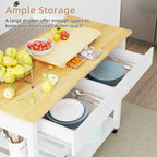 Kitchen Island Cart on Wheels with Worktop and Open Shelves