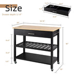 Kitchen Island Cart on Wheels with Worktop and Open Shelves