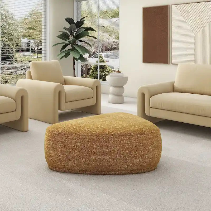 44 Inch Rounded Triangle Cocktail Ottoman
