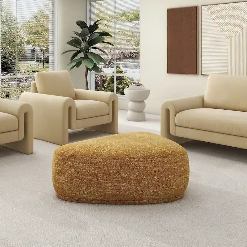 44 Inch Rounded Triangle Cocktail Ottoman
