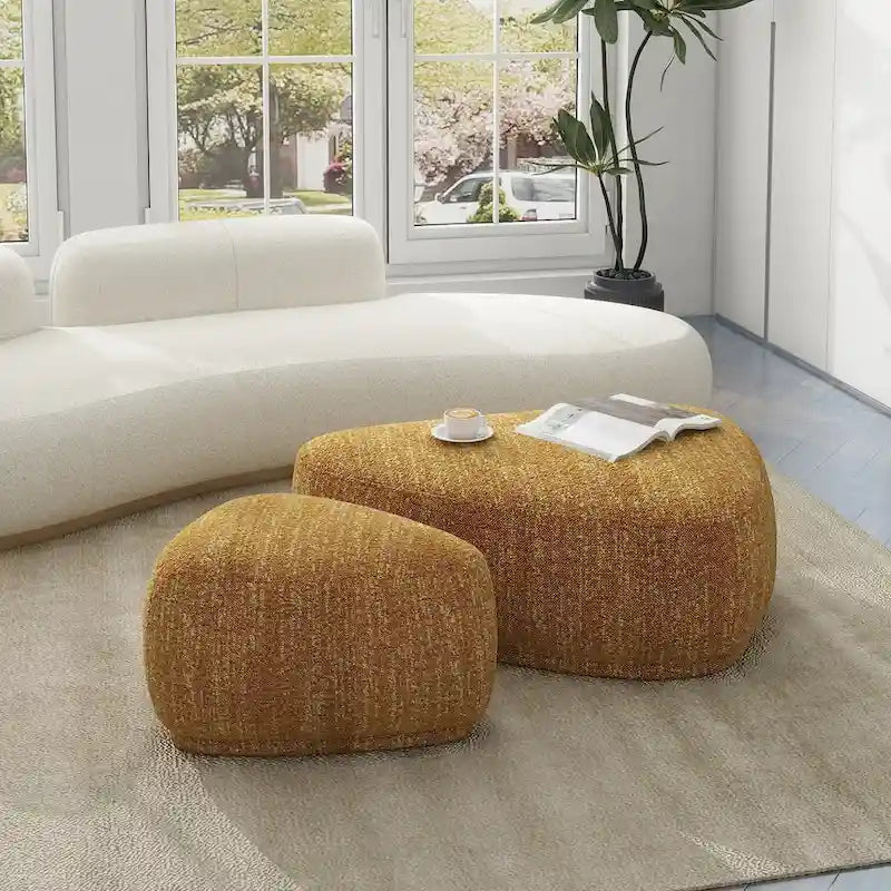 44 Inch Rounded Triangle Cocktail Ottoman