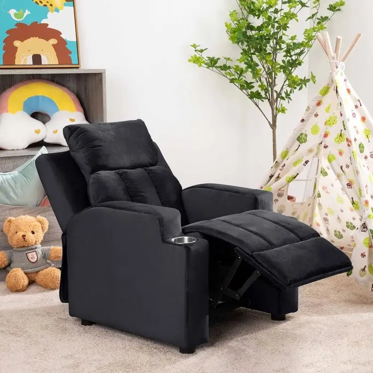 Super Deluxe Kids Recliner with Footrest, Headrest and 2 Cup Holders