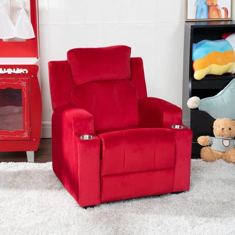 Super Deluxe Kids Recliner with Footrest, Headrest and 2 Cup Holders