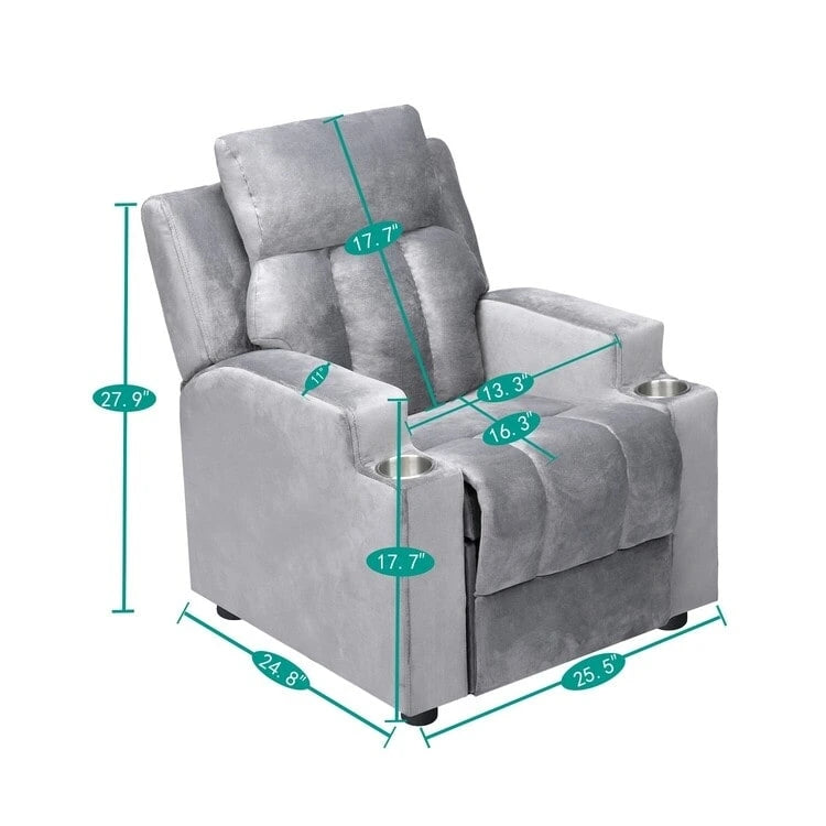 Super Deluxe Kids Recliner with Footrest, Headrest and 2 Cup Holders