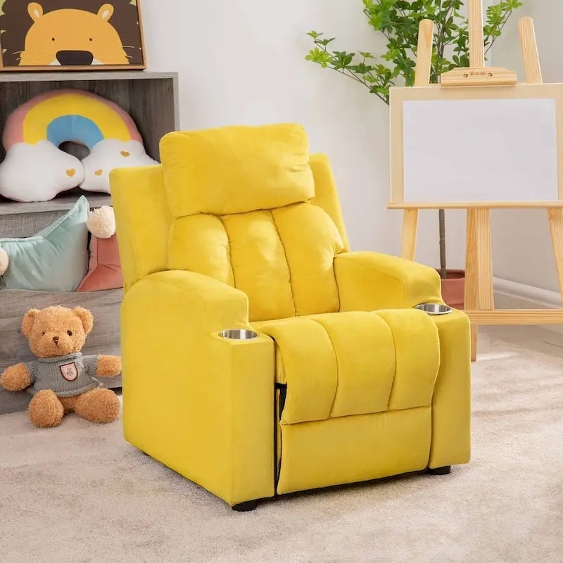 Super Deluxe Kids Recliner with Footrest, Headrest and 2 Cup Holders