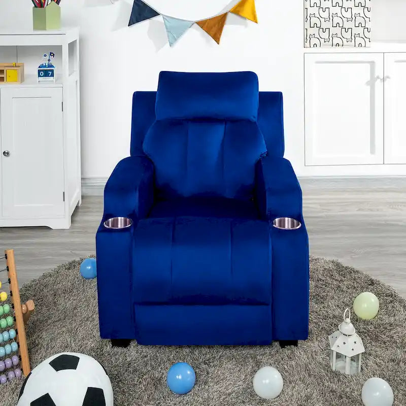 Super Deluxe Kids Recliner with Footrest, Headrest and 2 Cup Holders
