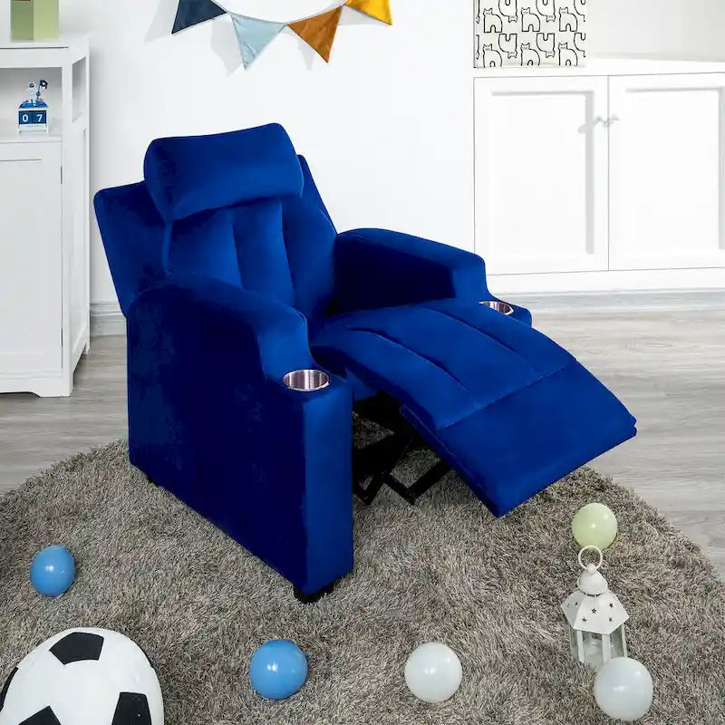 Super Deluxe Kids Recliner with Footrest, Headrest and 2 Cup Holders