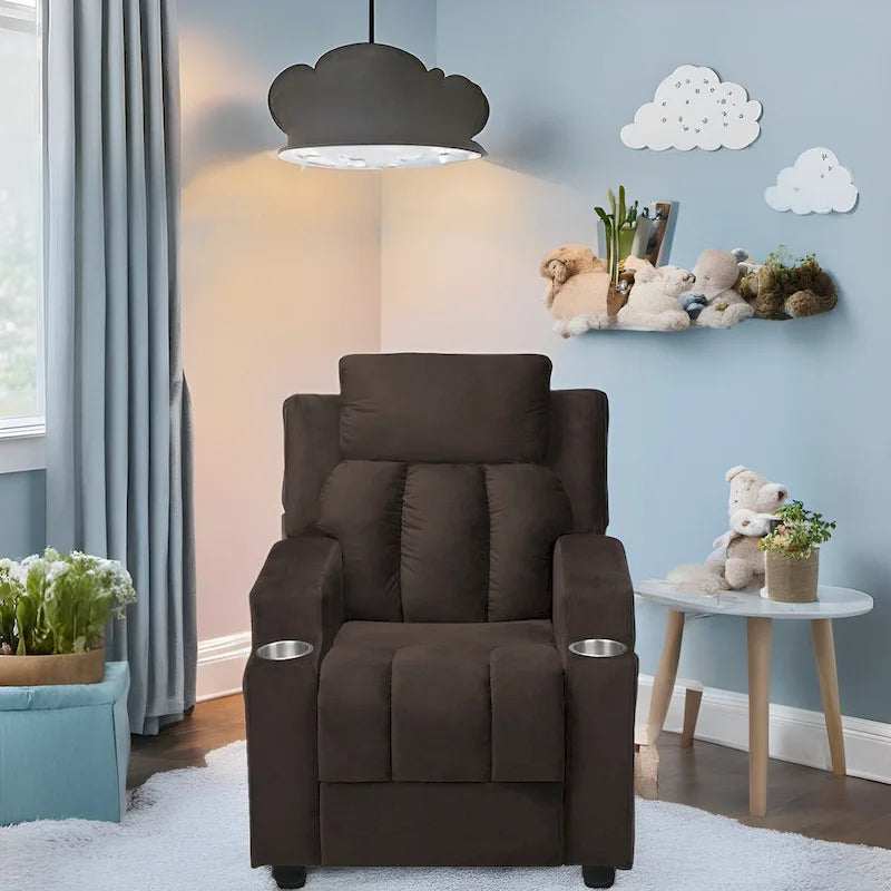 Super Deluxe Kids Recliner with Footrest, Headrest and 2 Cup Holders
