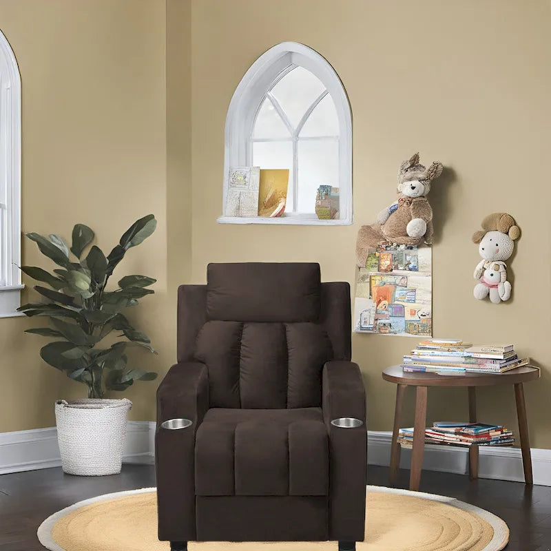 Super Deluxe Kids Recliner with Footrest, Headrest and 2 Cup Holders