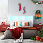 Queen Size Bookcase Headboard With A Hole For Passing Cords & Lights