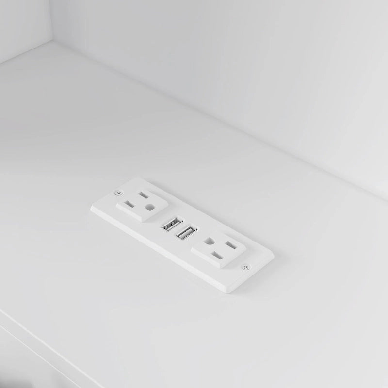 Cabeceira de estante para cama Queen com orifício para passagem de cabos e luzes