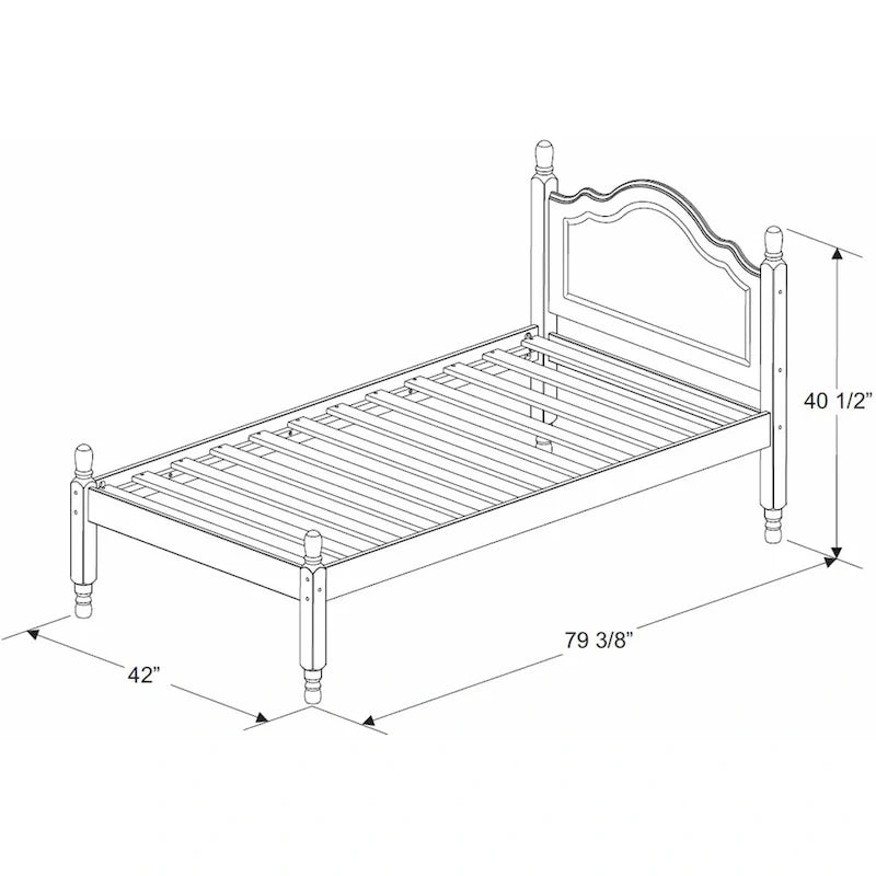 100% Solid Wood Twin Size Panel Headboard Platform Bed
