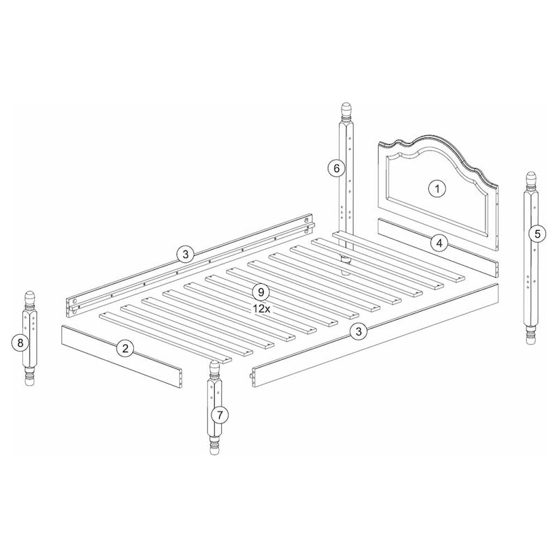 100% Solid Wood Twin Size Panel Headboard Platform Bed