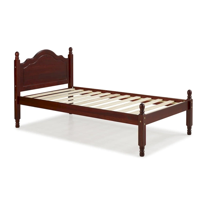 100% Solid Wood Twin Size Panel Headboard Platform Bed