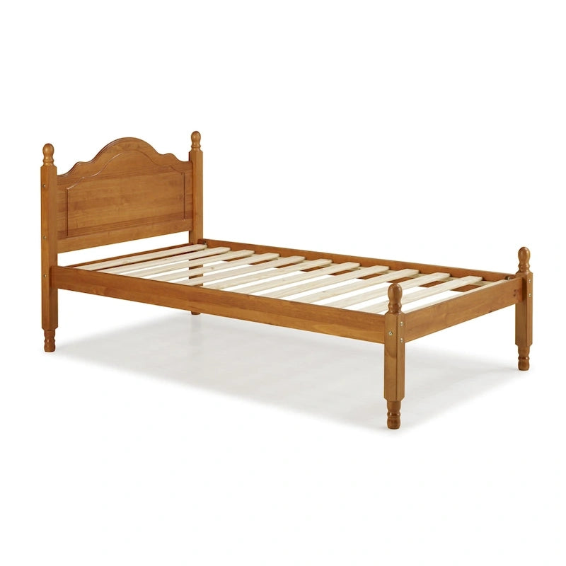 100% Solid Wood Twin Size Panel Headboard Platform Bed
