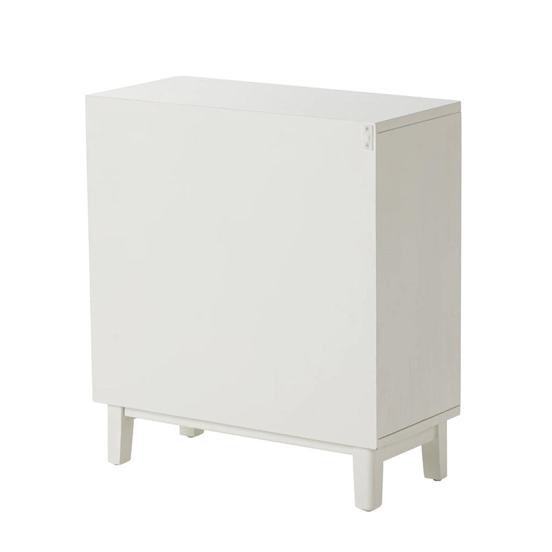 Farmhouse 3-Drawer Nightstand, Rattan Cane Front Accent Dresser for Living Room, Bedroom