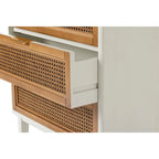 Farmhouse 3-Drawer Nightstand, Rattan Cane Front Accent Dresser for Living Room, Bedroom
