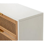 Farmhouse 3-Drawer Nightstand, Rattan Cane Front Accent Dresser for Living Room, Bedroom