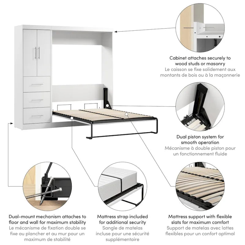 Murphy-Bett in Full-Größe mit Kleiderschrank (84W)