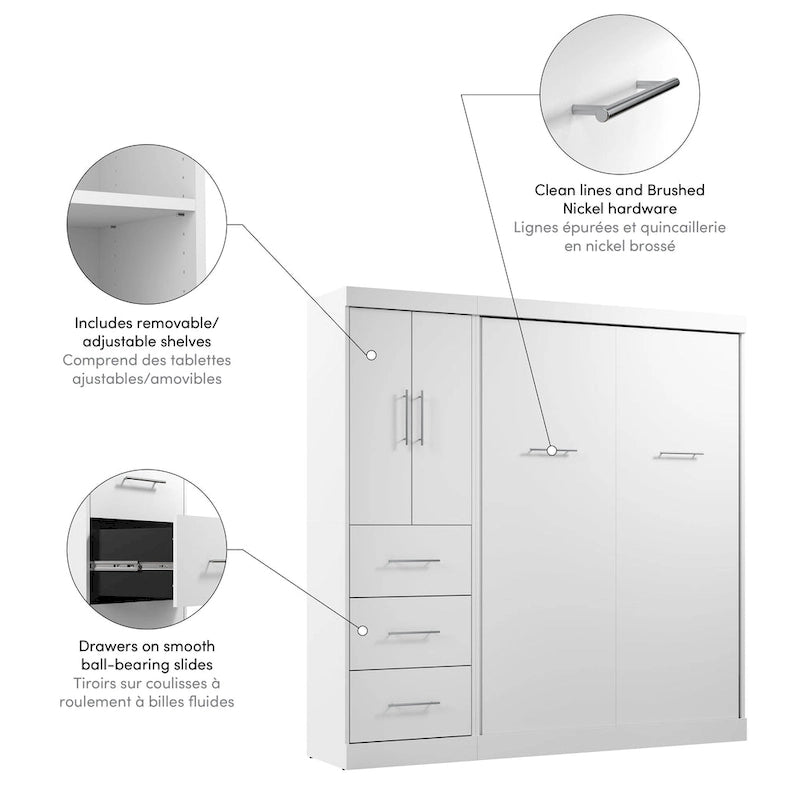 Murphy-Bett in Full-Größe mit Kleiderschrank (84W)