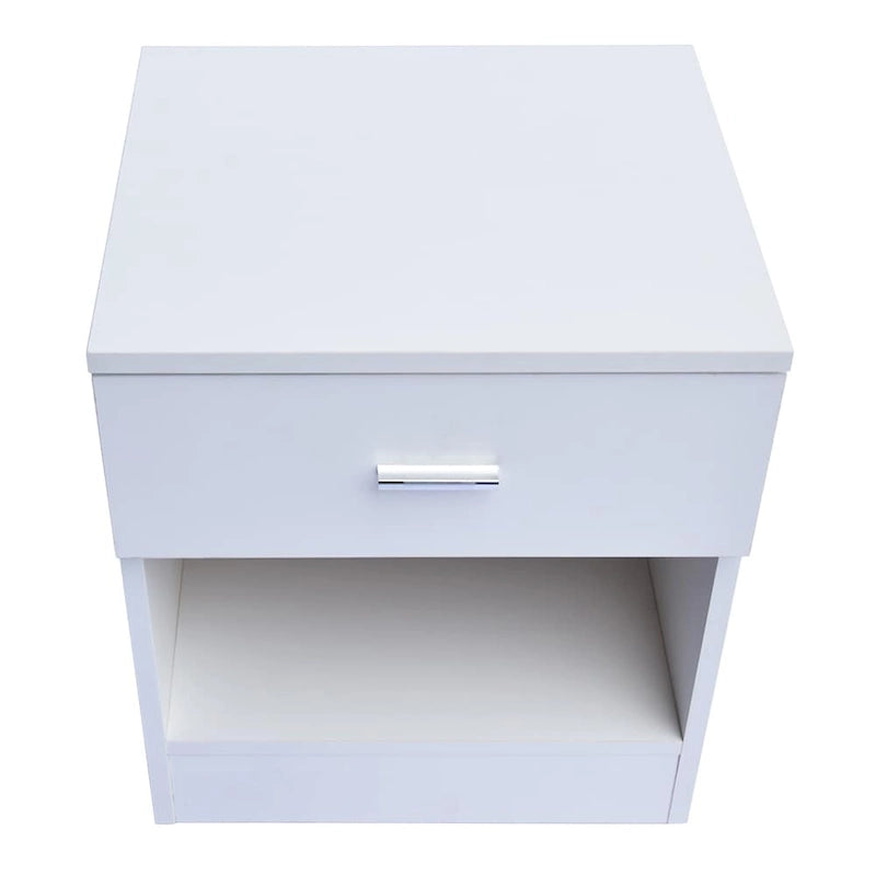 1-Drawer Metal Handle Bedside Cabinet Night Table White