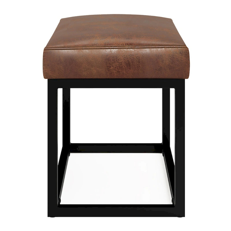 26 inch Wide Contemporary Rectangle Ottoman Bench in Faux Leather