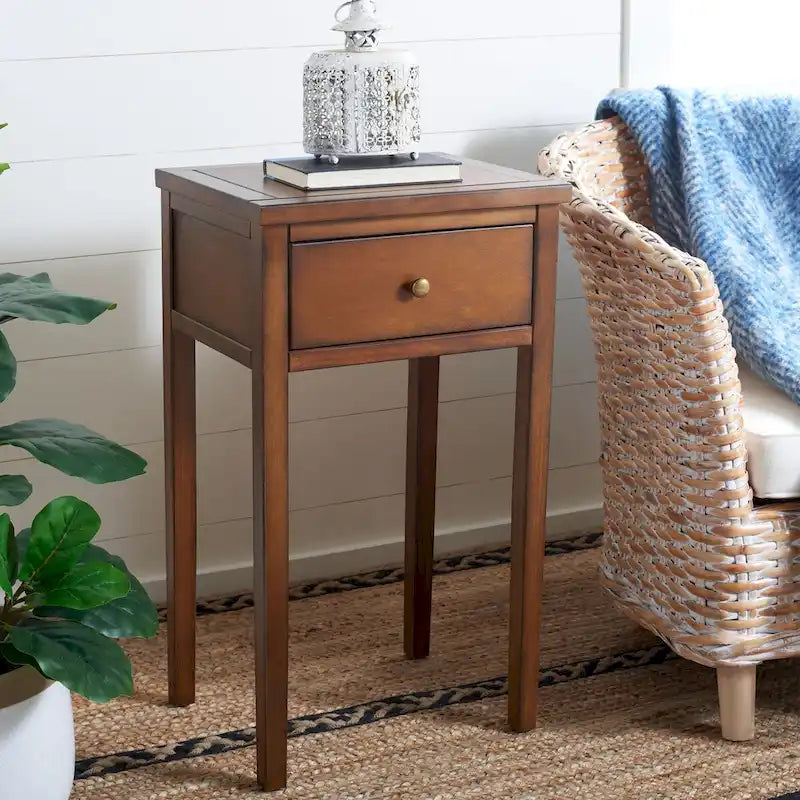Shaker Style Elm Wood End Table with Drawer