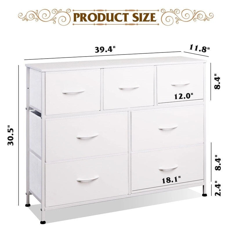 Fabric Dresser with 7 Fold-Down Deep Drawers