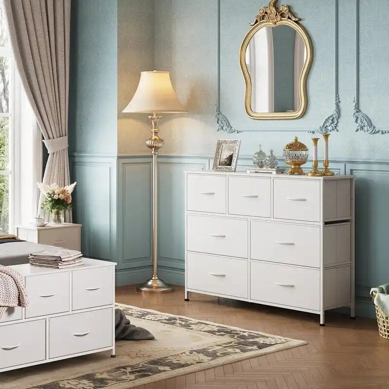 Fabric Dresser with 7 Fold-Down Deep Drawers