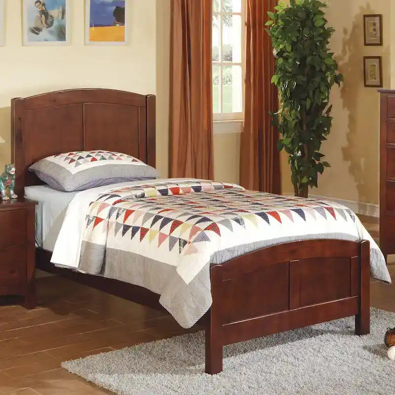 Letto a pannelli in legno Twin Size con finitura ciliegio