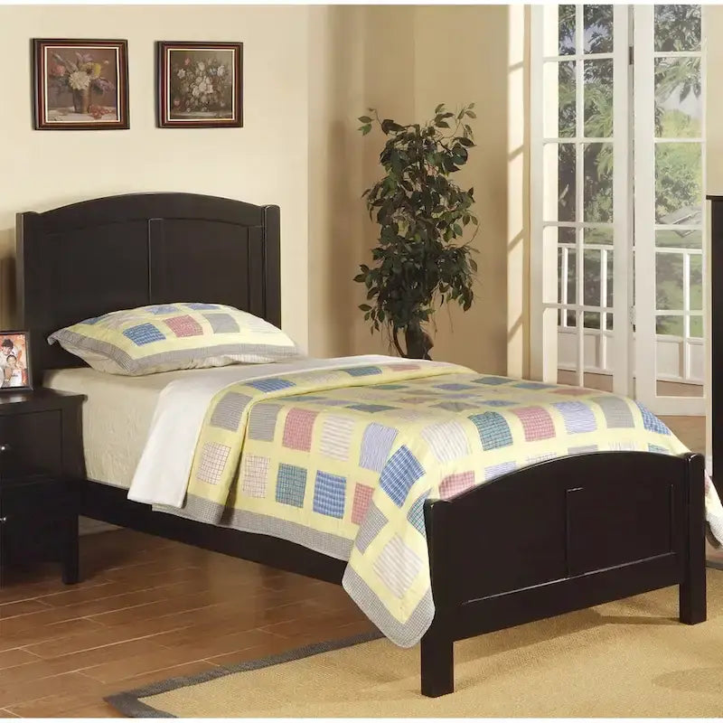 Cherry Finish Twin Size Wooden Panel Bed