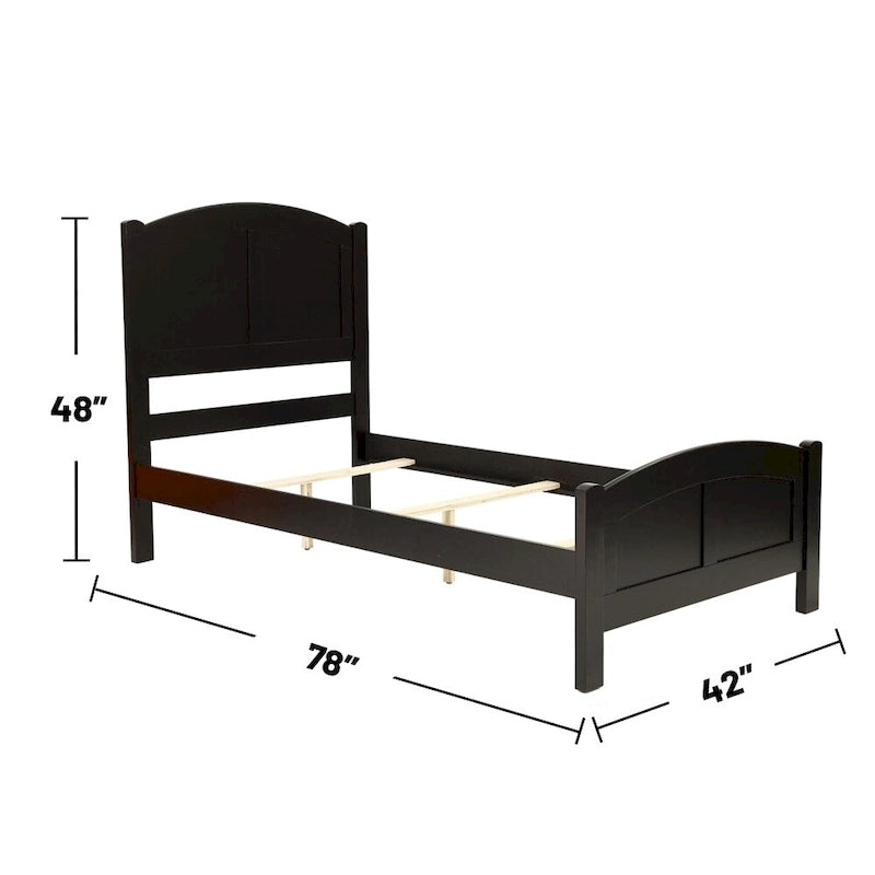 Letto a pannelli in legno Twin Size con finitura ciliegio