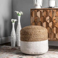 Braided Jute Round Ottoman Pouf Footstool Seat