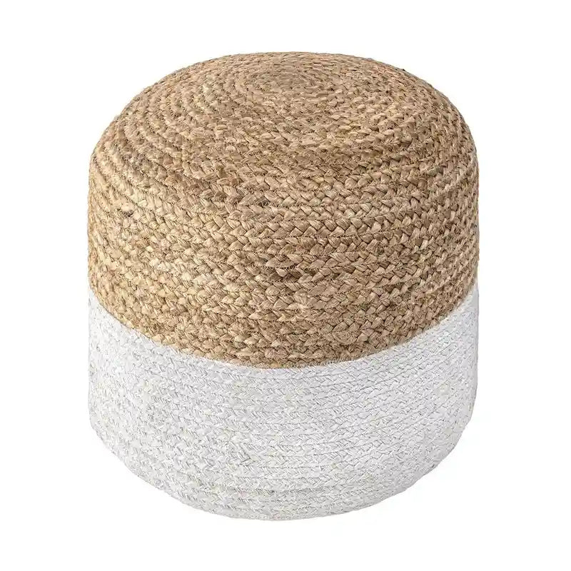 Braided Jute Round Ottoman Pouf Footstool Seat