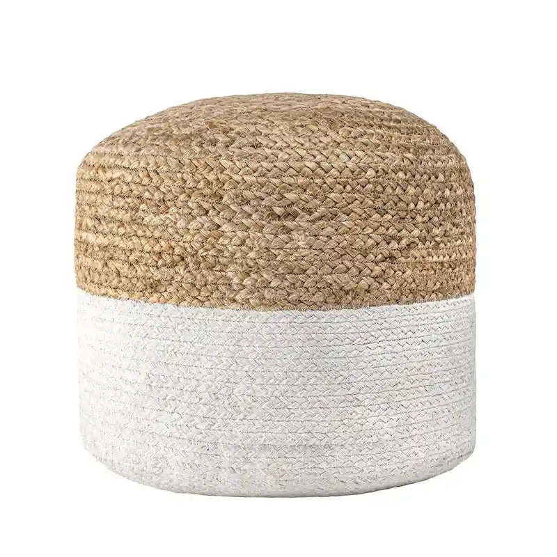 Braided Jute Round Ottoman Pouf Footstool Seat