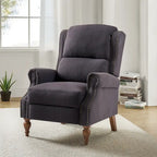 Fauteuil inclinable manuel traditionnel à accoudoirs arrondis et pieds en bois massif