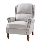 Fauteuil inclinable manuel traditionnel à accoudoirs arrondis et pieds en bois massif
