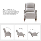 Fauteuil inclinable manuel traditionnel à accoudoirs arrondis et pieds en bois massif