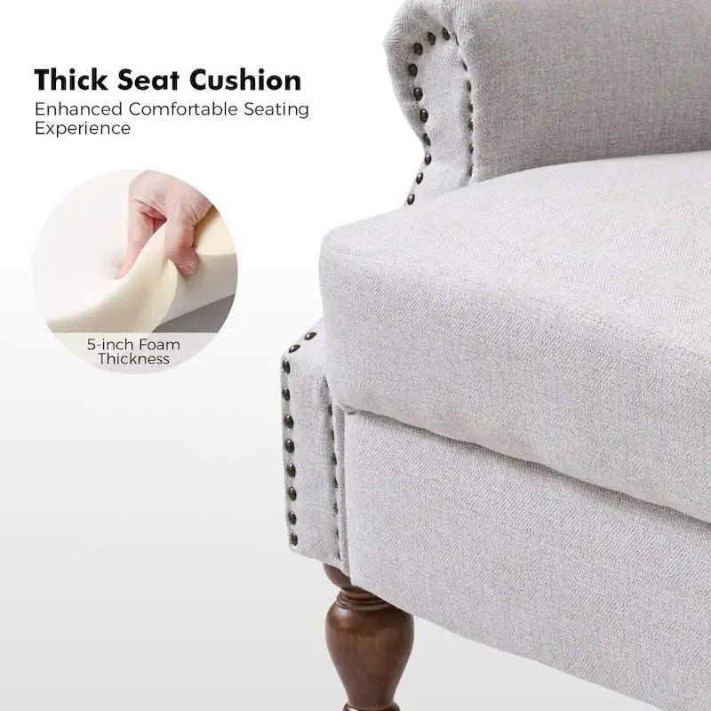 Fauteuil inclinable manuel traditionnel à accoudoirs arrondis et pieds en bois massif