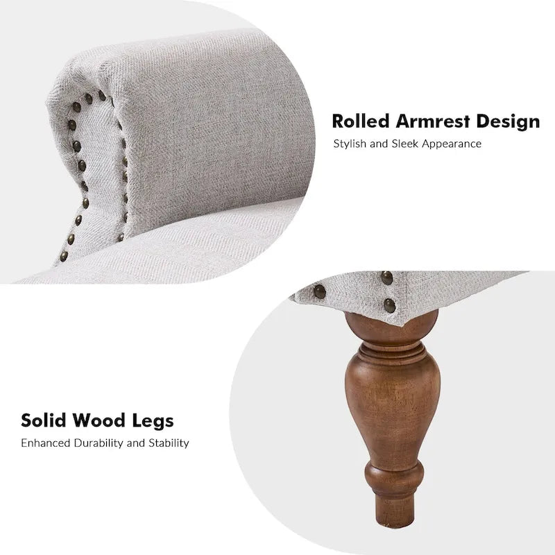 Fauteuil inclinable manuel traditionnel à accoudoirs arrondis et pieds en bois massif